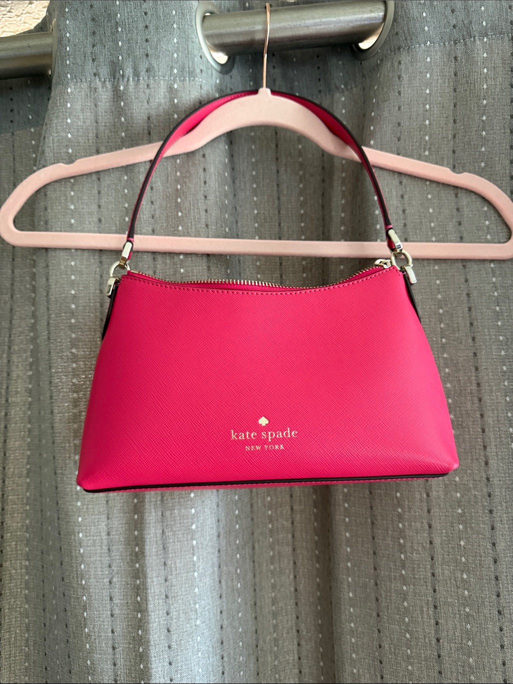 Kate Spade New York Pink Saffiano Leather Shoulder Bag Zip Top Purse Handbag